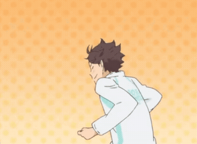 A Cartoon Of A Man With His Fist In The Air And A Polka Dot Background GIF