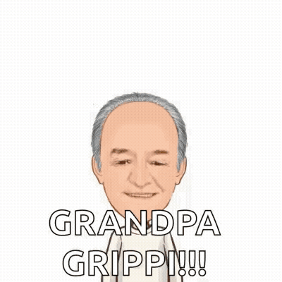 A Cartoon Of A Man With His Hands In The Air . GIF