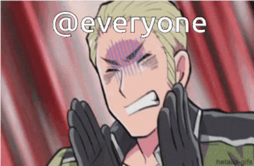 A Cartoon Of A Man With His Hands On His Face And The Words " Everyone " Behind Him GIF