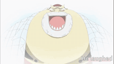 A Cartoon Of A Man With His Mouth Open And The Words He Laughed Below It GIF