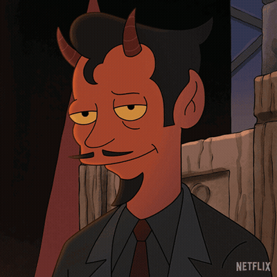 A Cartoon Of A Man With Horns And A Mustache Has Netflix Written On The Bottom Right GIF