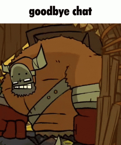 A Cartoon Of A Man With Horns And The Words Goodbye Chat Above Him GIF