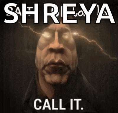 A Cartoon Of A Man With Lightning Bolts Coming Out Of His Eyes And The Words Shreya Call It GIF