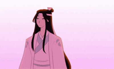 A Cartoon Of A Man With Long Hair Wearing A Kimono And A Ponytail . GIF
