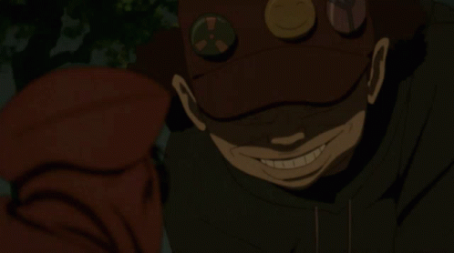 A Cartoon Of A Man With Red Eyes And Teeth GIF