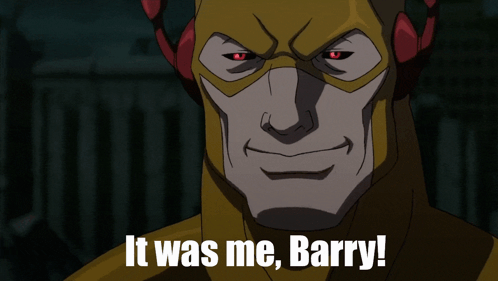 A Cartoon Of A Man With Red Eyes And The Words It Was Me Barry GIF