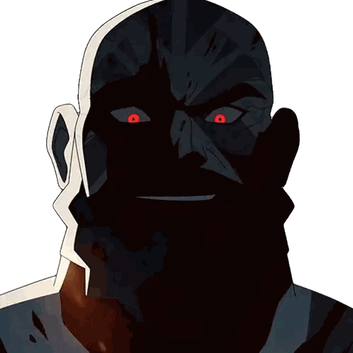 A Cartoon Of A Man With Red Eyes Sticker