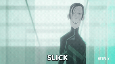 A Cartoon Of A Man With Slick Written On The Bottom GIF