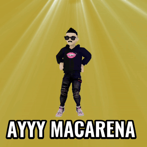 Cartoon Man With Sunglasses Saying Ayyy Macarena GIF