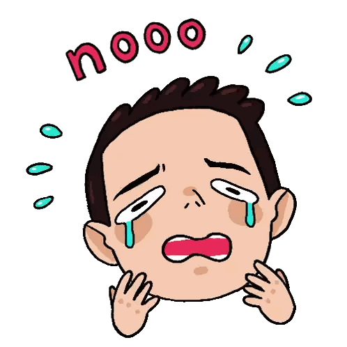 A Cartoon Of A Man With Tears Running Down His Face And The Word Nooo Above Him Sticker