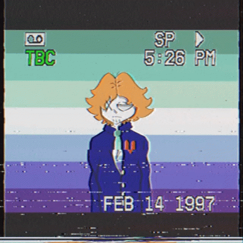 A Cartoon Of A Man With The Date February 14 1997 On The Bottom Right GIF
