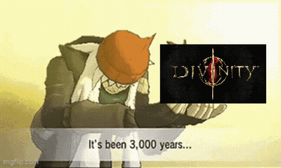 A Cartoon Of A Man With The Word Divinity On It GIF