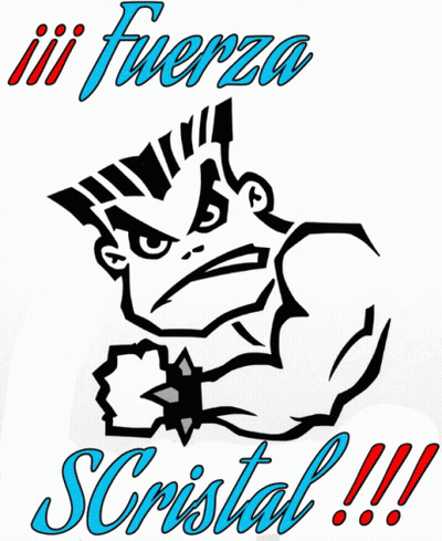 A Cartoon Of A Man With The Word Fuerza Written Above Him GIF