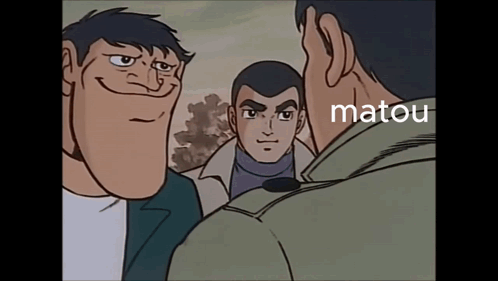 A Cartoon Of A Man With The Word Matou On The Bottom Right GIF