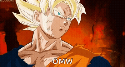 A Cartoon Of A Man With The Word Omw Written On His Chest GIF