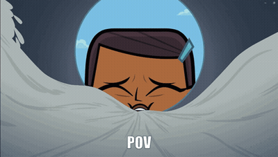 A Cartoon Of A Man With The Word Pov Written Below Him GIF