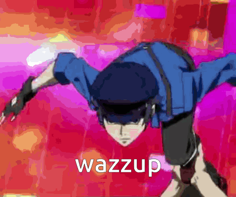 A Cartoon Of A Man With The Word Wazzup Written On The Bottom GIF