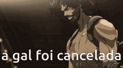 A Cartoon Of A Man With The Words " A Gal Foi Cancelada " Behind Him GIF