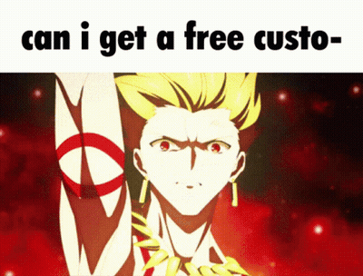 A Cartoon Of A Man With The Words Can I Get A Free Custo GIF