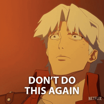 A Cartoon Of A Man With The Words " Do N't Do This Again " GIF