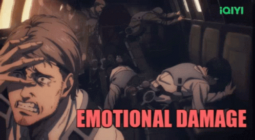A Cartoon Of A Man With The Words " Emotional Damage " Below Him GIF