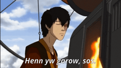 A Cartoon Of A Man With The Words Henn Yw Garow Sos GIF