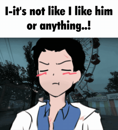 A Cartoon Of A Man With The Words I-It 'S Not Like I Like Him Or Anything .. GIF