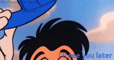 A Cartoon Of A Man With The Words I 'Ll See You Later Below Him GIF