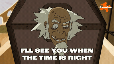 A Cartoon Of A Man With The Words " I 'Ll See You When The Time Is Right " On The Bottom GIF