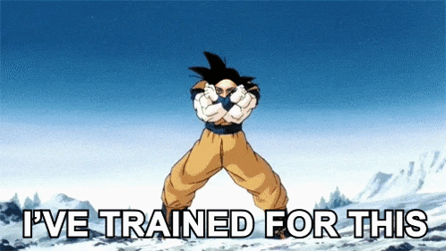 A Cartoon Of A Man With The Words `` I 'Ve Trained For This '' GIF