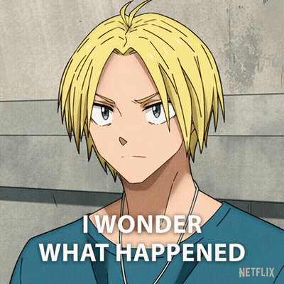 A Cartoon Of A Man With The Words I Wonder What Happened GIF