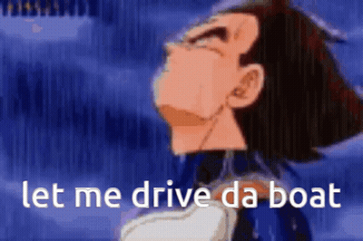 A Cartoon Of A Man With The Words Let Me Drive Da Boat Below Him GIF