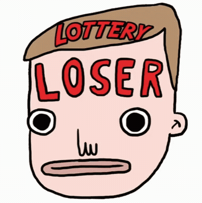 A Cartoon Of A Man With The Words Lottery Loser Written On His Head GIF