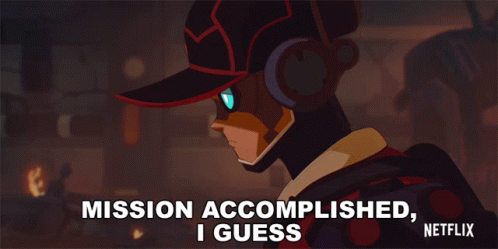 A Cartoon Of A Man With The Words Mission Accomplished I Guess GIF