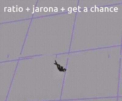 A Cartoon Of A Man With The Words Ratio + Jarona + Get A Chance On The Bottom GIF