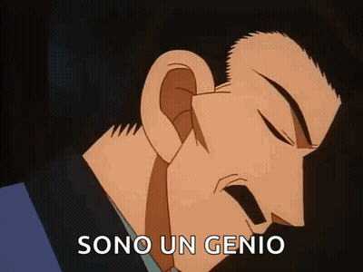 A Cartoon Of A Man With The Words Sono Un Genio On The Bottom GIF