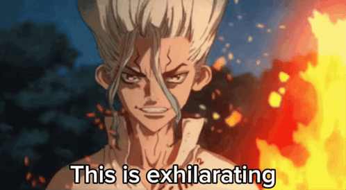 A Cartoon Of A Man With The Words This Is Exhilarating GIF