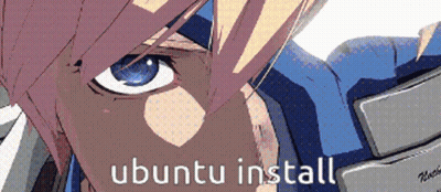 A Cartoon Of A Man With The Words Ubuntu Install Written Below Him GIF