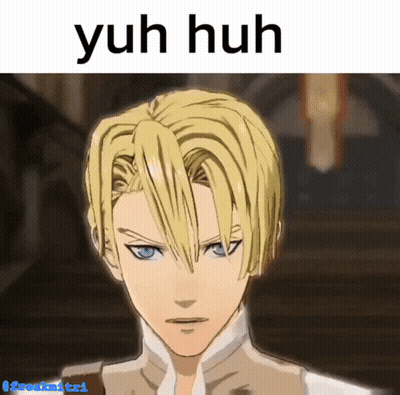 A Cartoon Of A Man With The Words Yuh Huh Written Above Him GIF