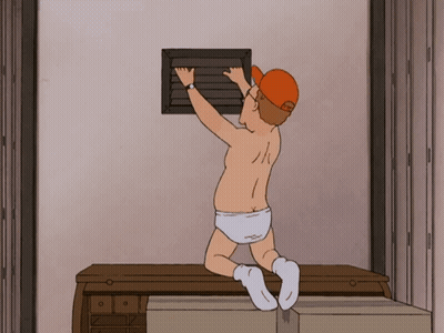 A Cartoon Of A Man Without A Shirt Is Reaching For Something GIF