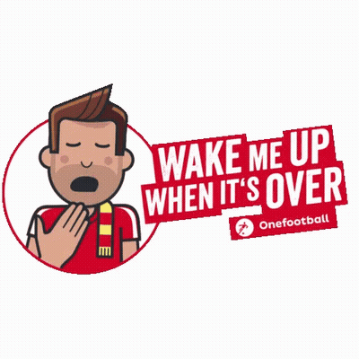 A Cartoon Of A Man Yawning With The Words Wake Me Up When It 'S Over On The Bottom GIF