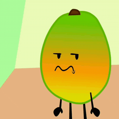 A Cartoon Of A Mango With Arms And Legs Making A Sad Face GIF