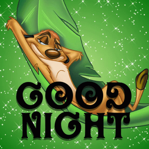A Cartoon Of A Meerkat Laying On A Green Leaf With The Words Good Night GIF