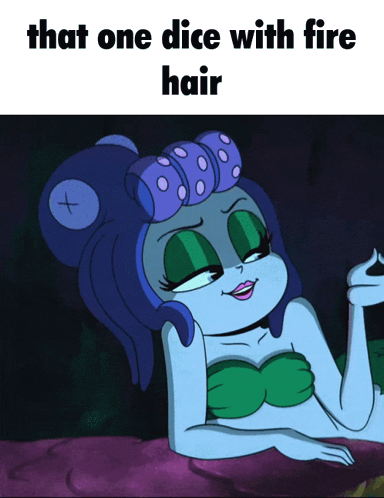 A Cartoon Of A Mermaid Laying Down With The Caption That One Dice With Fire Hair GIF