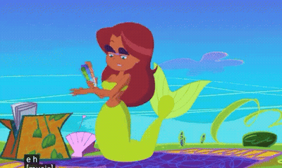 A Cartoon Of A Mermaid With The Letters Eh Visible GIF