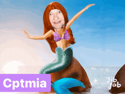 A Cartoon Of A Mermaid With The Word Cptmia On The Bottom GIF