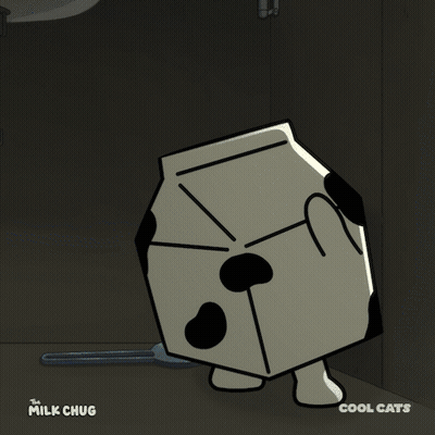 A Cartoon Of A Milk Chug With A Blue Light Behind Him GIF