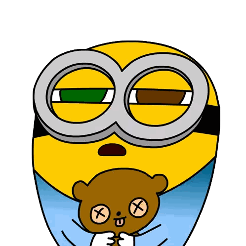 A Cartoon Of A Minion Holding A Teddy Bear With X 'S On Its Eyes Sticker