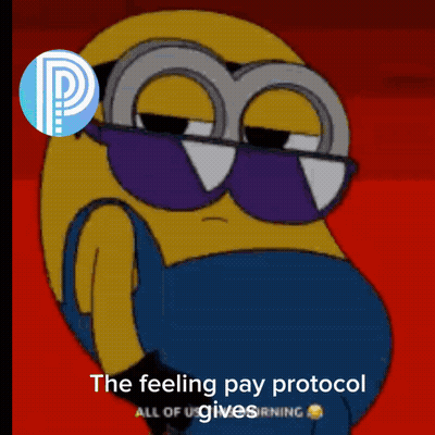 A Cartoon Of A Minion Wearing Sunglasses And The Words " The Feeling Pay Protocol All Of Us Morning " GIF