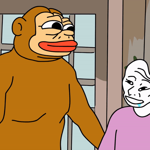 A Cartoon Of A Monkey And A White Face GIF